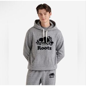 Roots Canada Men’s Original Kanga Hoodie Salt and Pepper Size Large